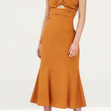 Finders Keepers Terracotta Jacques Midi Dress