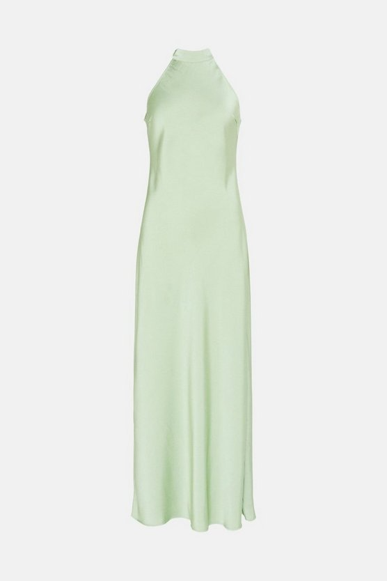 satin halter neck backless maxi slip dress Blue Satin Maxi Dress - Cowl Neck Maxi - Backless Maxi Dress