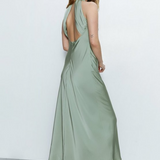 Warehouse Sage Satin Halter Neck Backless Maxi Slip Dress product image