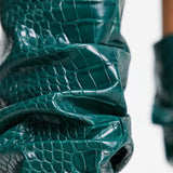 Forever New Exclusive Knee High Boots In Emerald Croc – shoes by Forever New, available to rent from Hirestreet