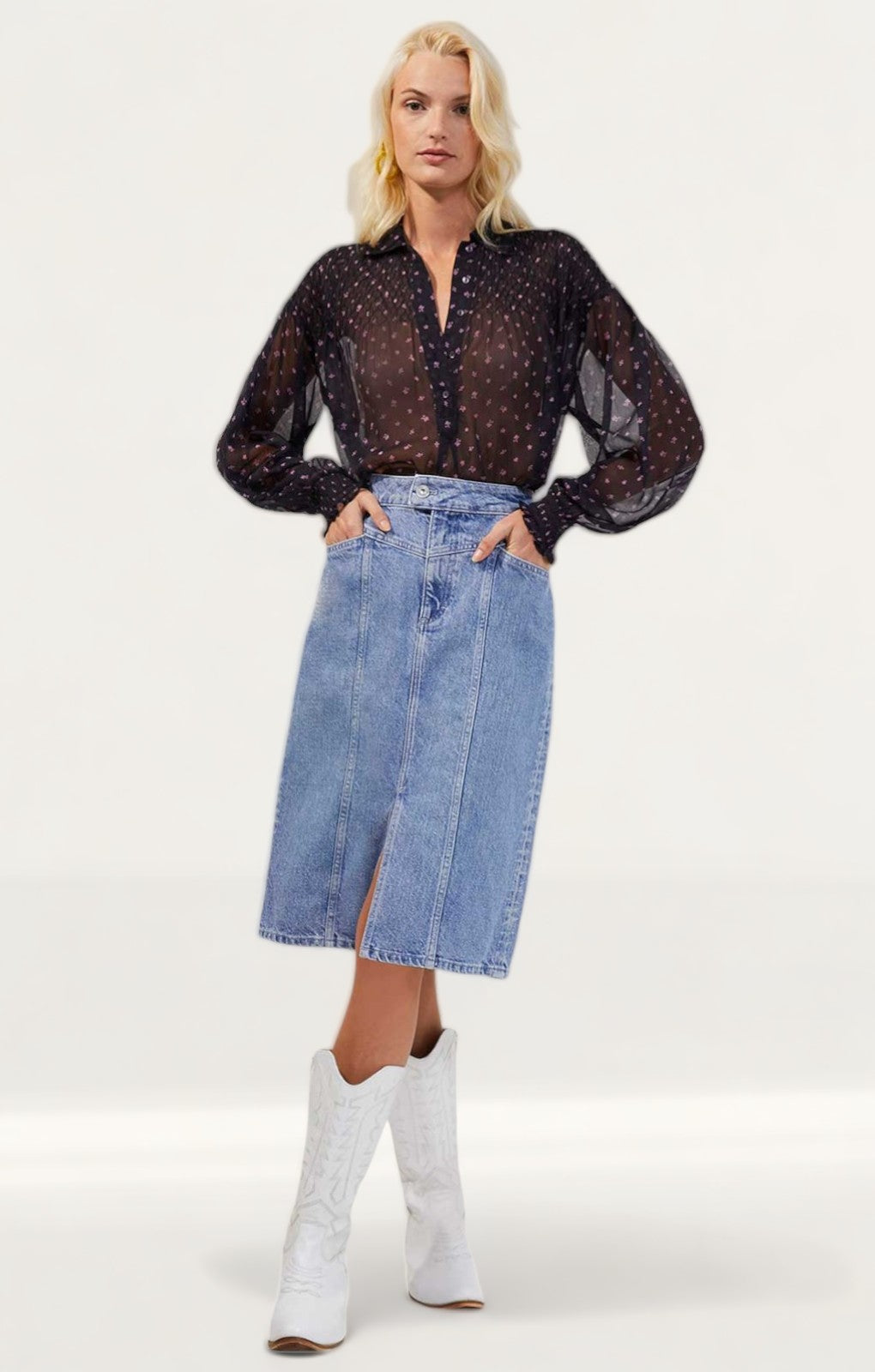 French Connection Augustine Recycled Crinkle Smock Top