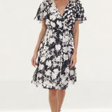 French Connection Bamba Devore V Neck Dress