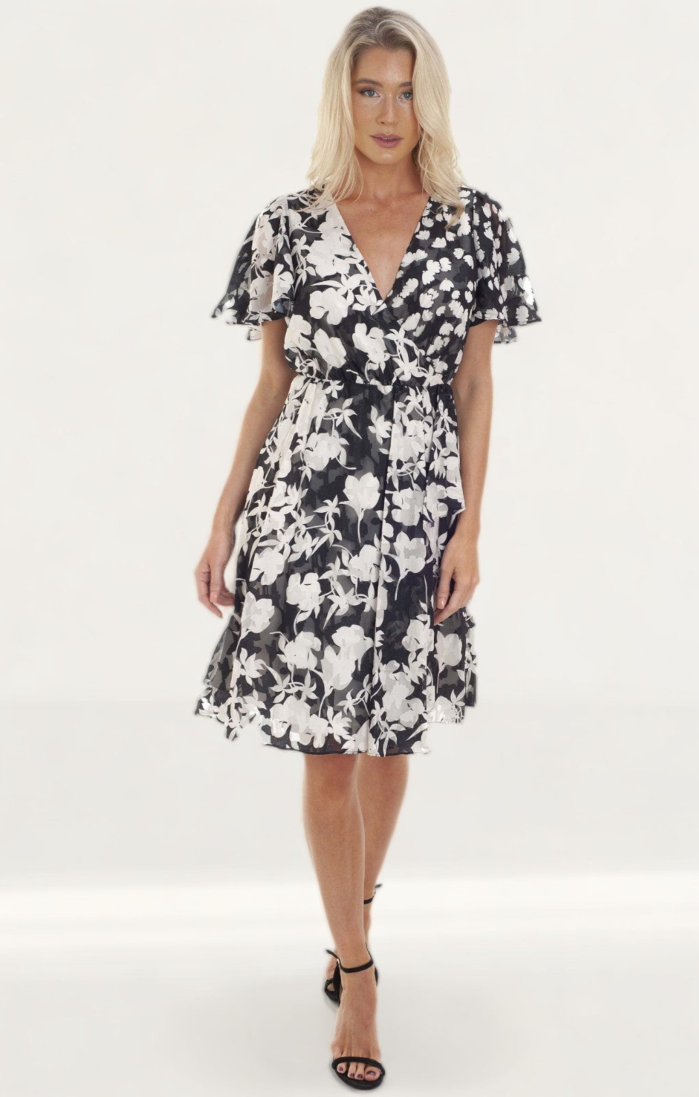 French Connection Bamba Devore V Neck Dress