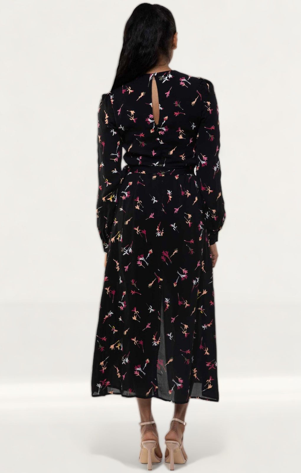 French Connection Black Chiara Drape Midaxi Dress