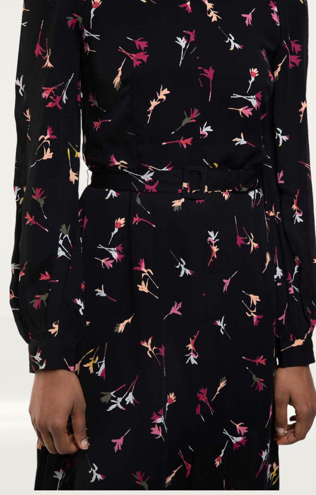 French Connection Black Chiara Drape Midaxi Dress