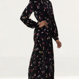 French Connection Black Chiara Drape Midaxi Dress