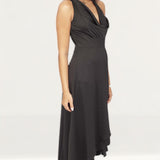 French Connection Black Satin Cowl Neck Midi Dress
