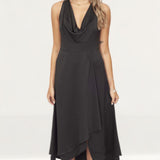 French Connection Black Satin Cowl Neck Midi Dress product image