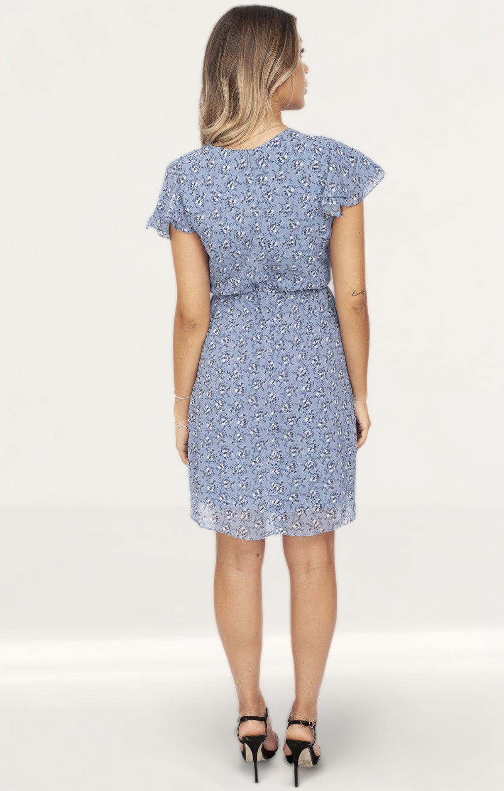 French Connection Blue Floral Belted Wrap Dress product image