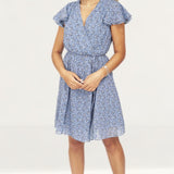 French Connection Blue Floral Belted Wrap Dress product image