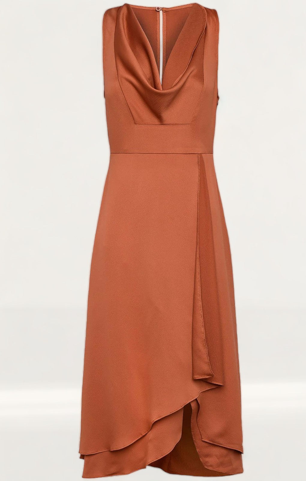 French Connection Cinnamon Satin Cowl Neck Midi Dress