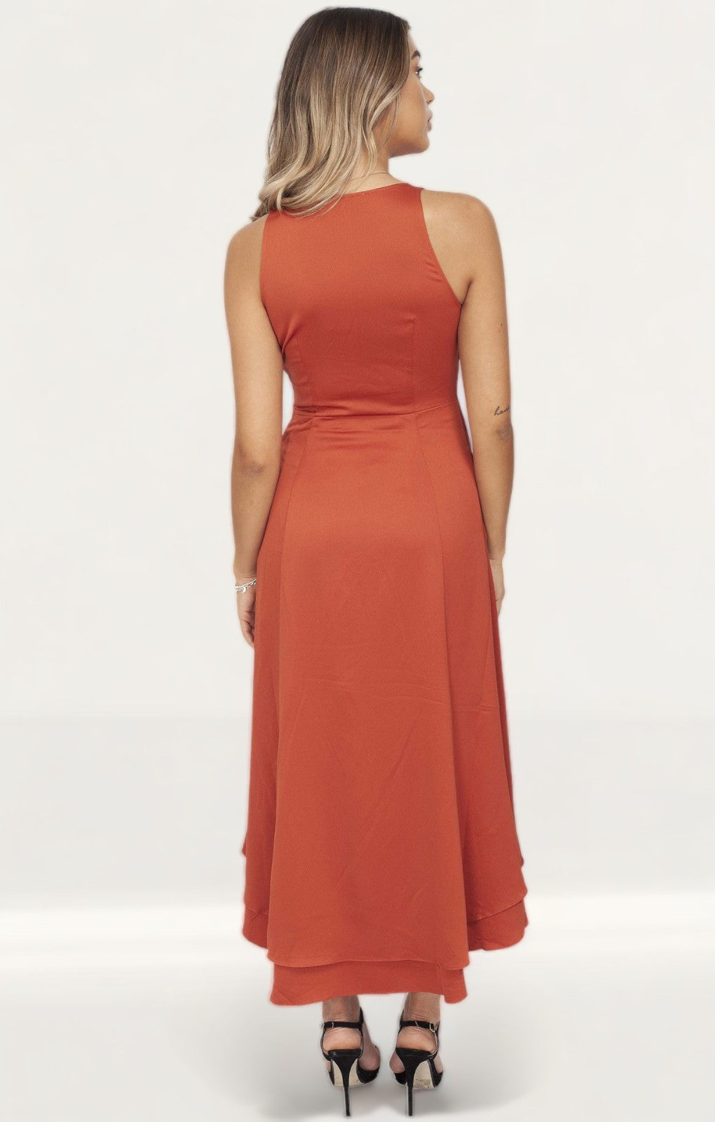 French Connection Cinnamon Satin Cowl Neck Midi Dress