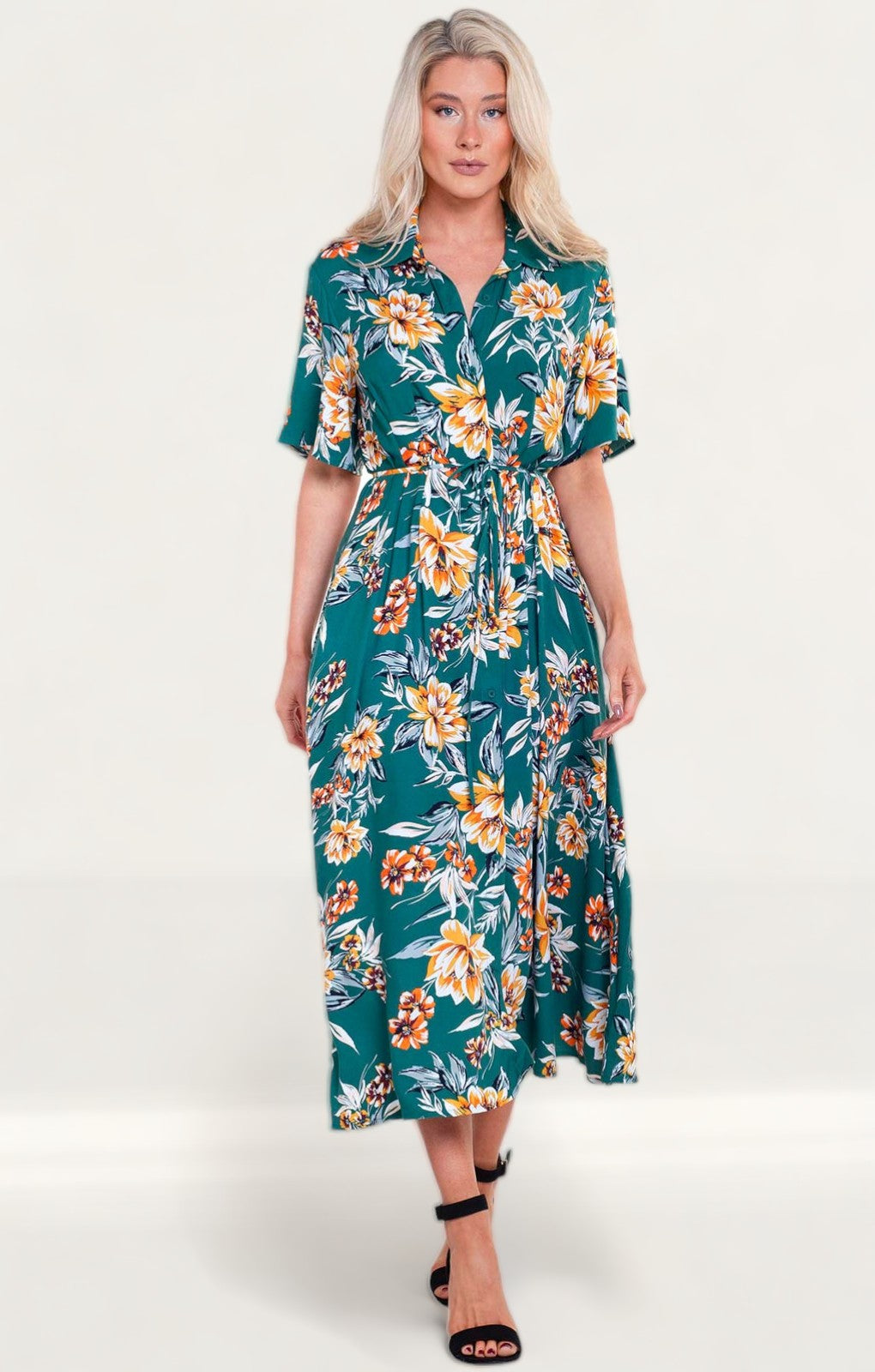 French Connection Claribel Floral Midi Shirt Dress