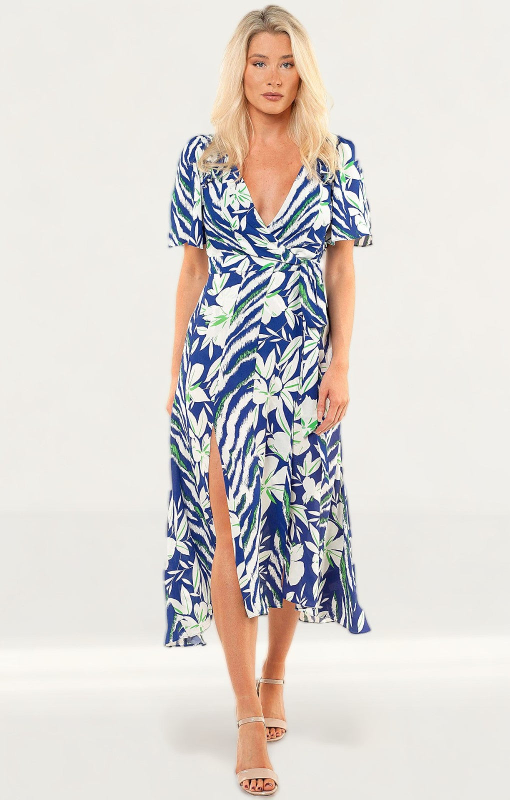 French Connection Clement Blue Diah Crepe Wrap Dress product image