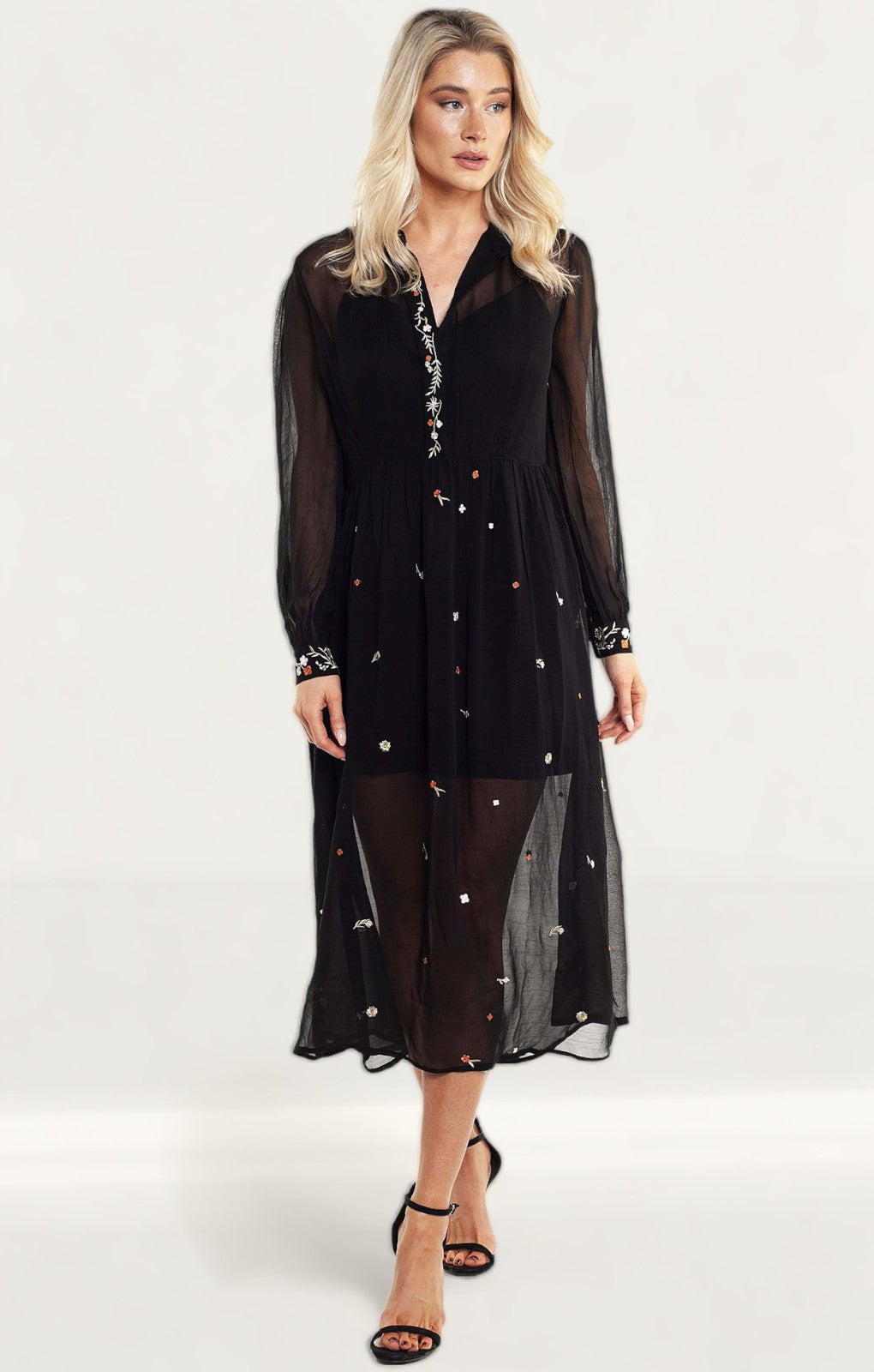 French Connection Danna Embroidered Midi Dress product image