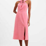 French Connection Eco Crepe Ring Halterneck Dress in Pink product image