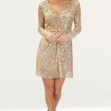 French Connection Emille Sparkle Short Gold Dress product image