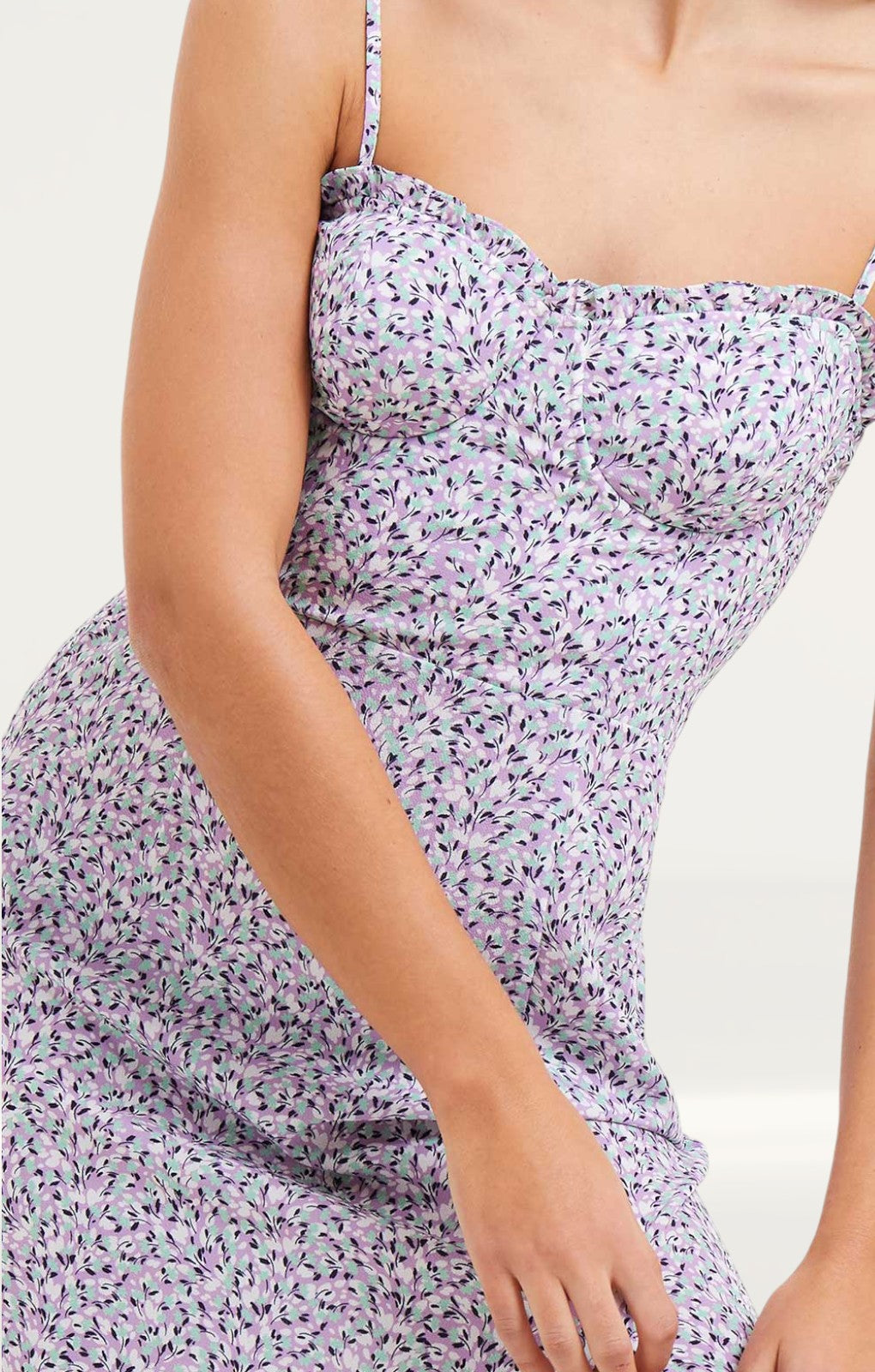 French Connection Enora Verona Sweetheart Ruffle Midi Dress