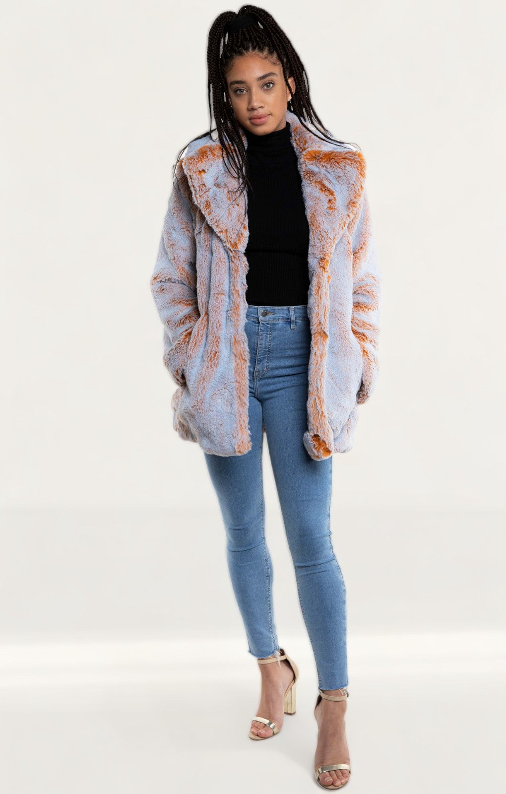 French Connection Golden Melange Danitanna Faux Fur Coat