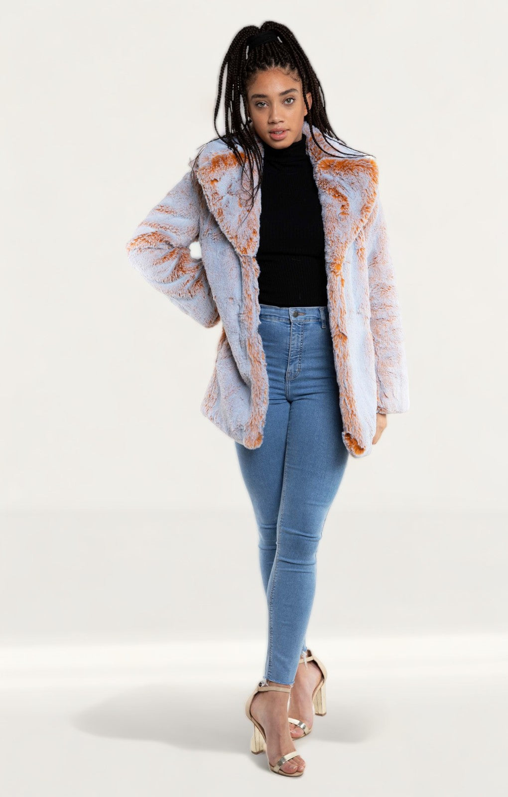 French Connection Golden Melange Danitanna Faux Fur Coat