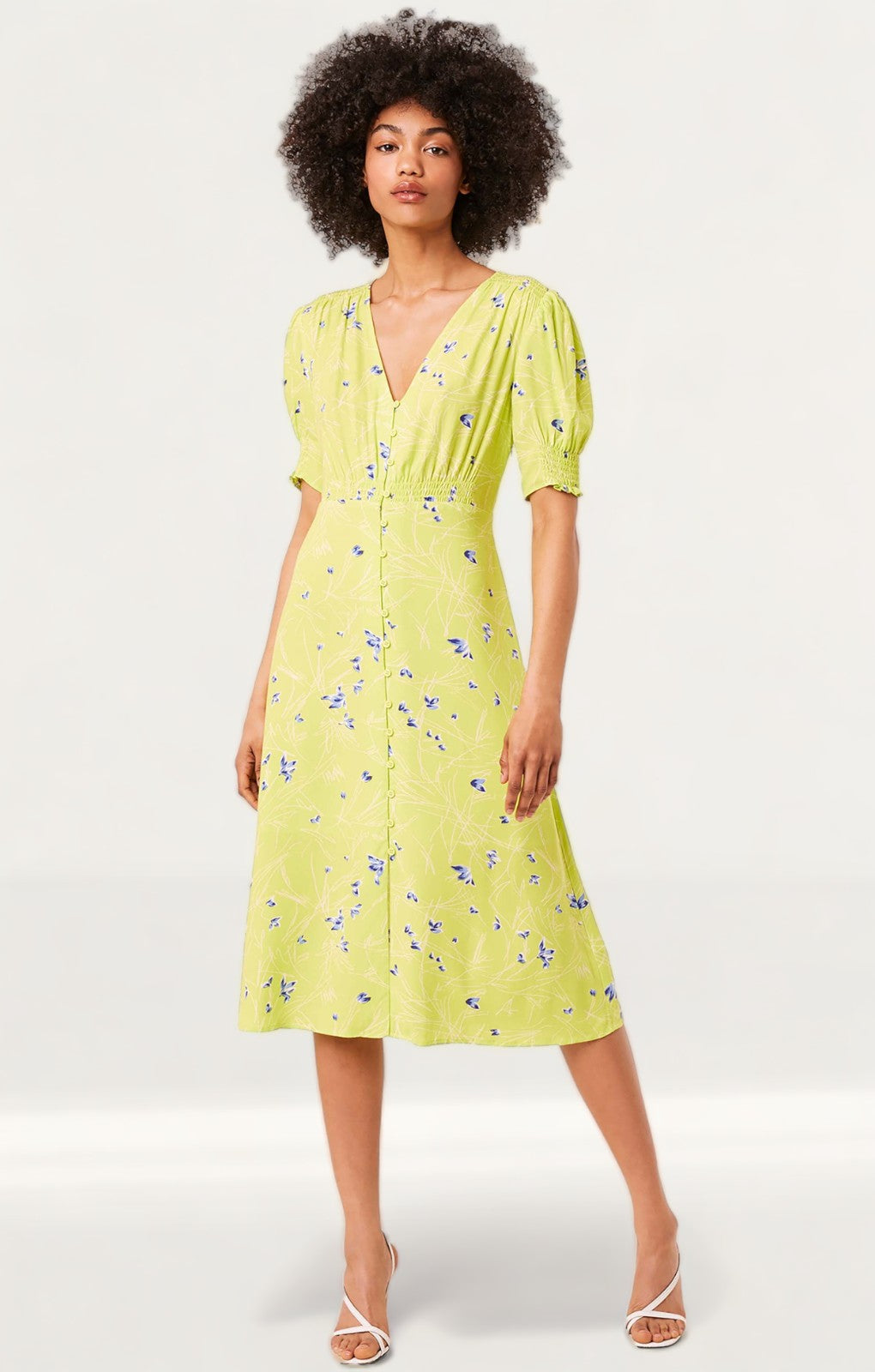 French Connection Lime Punch Ambar Printed Tea Dress