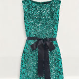 French Connection Pepper Green Cassia Embellished Belt Dress