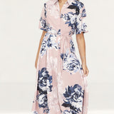 French Connection Pink Floral Maxi Shirt Dress product image