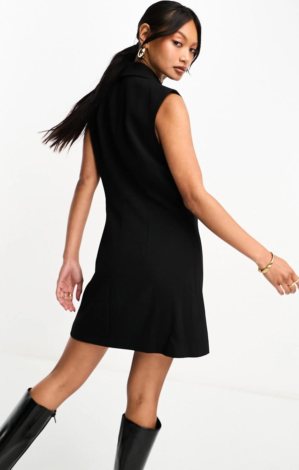French Connection Sleeveless Button Front Blazer Mini Dress In Black – dresses by French Connection, available to rent from Hirestreet