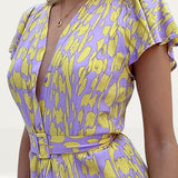 French Connection Soft Violet Islanna Crepe Printed Midi Dress