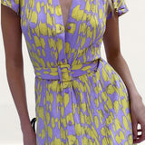 French Connection Soft Violet Islanna Crepe Printed Midi Dress