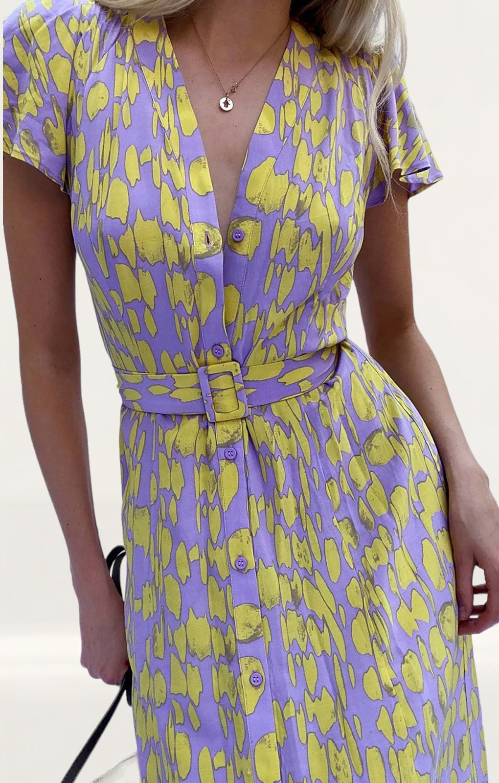 French Connection Soft Violet Islanna Crepe Printed Midi Dress