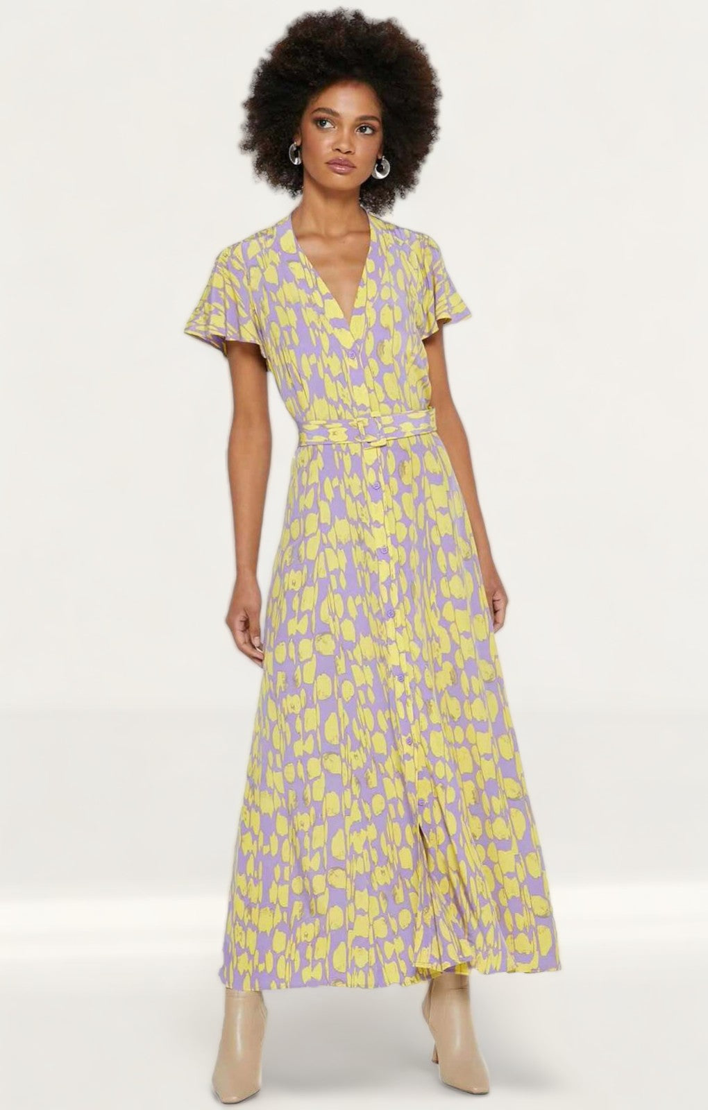 French Connection Soft Violet Islanna Crepe Printed Midi Dress product image