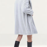 French Connection Stone Grey Banna Faux Fur Long Coat