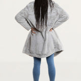 French Connection Stone Grey Banna Faux Fur Long Coat