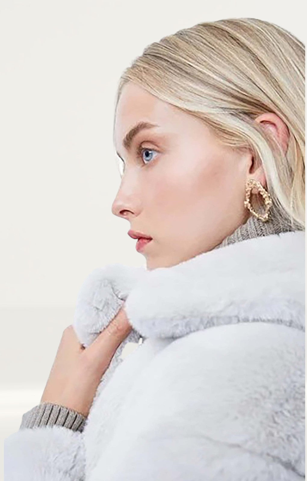 French Connection Stone Grey Banna Faux Fur Long Coat