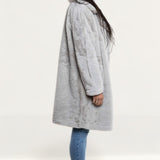 French Connection Stone Grey Banna Faux Fur Long Coat