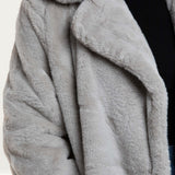French Connection Stone Grey Banna Faux Fur Long Coat