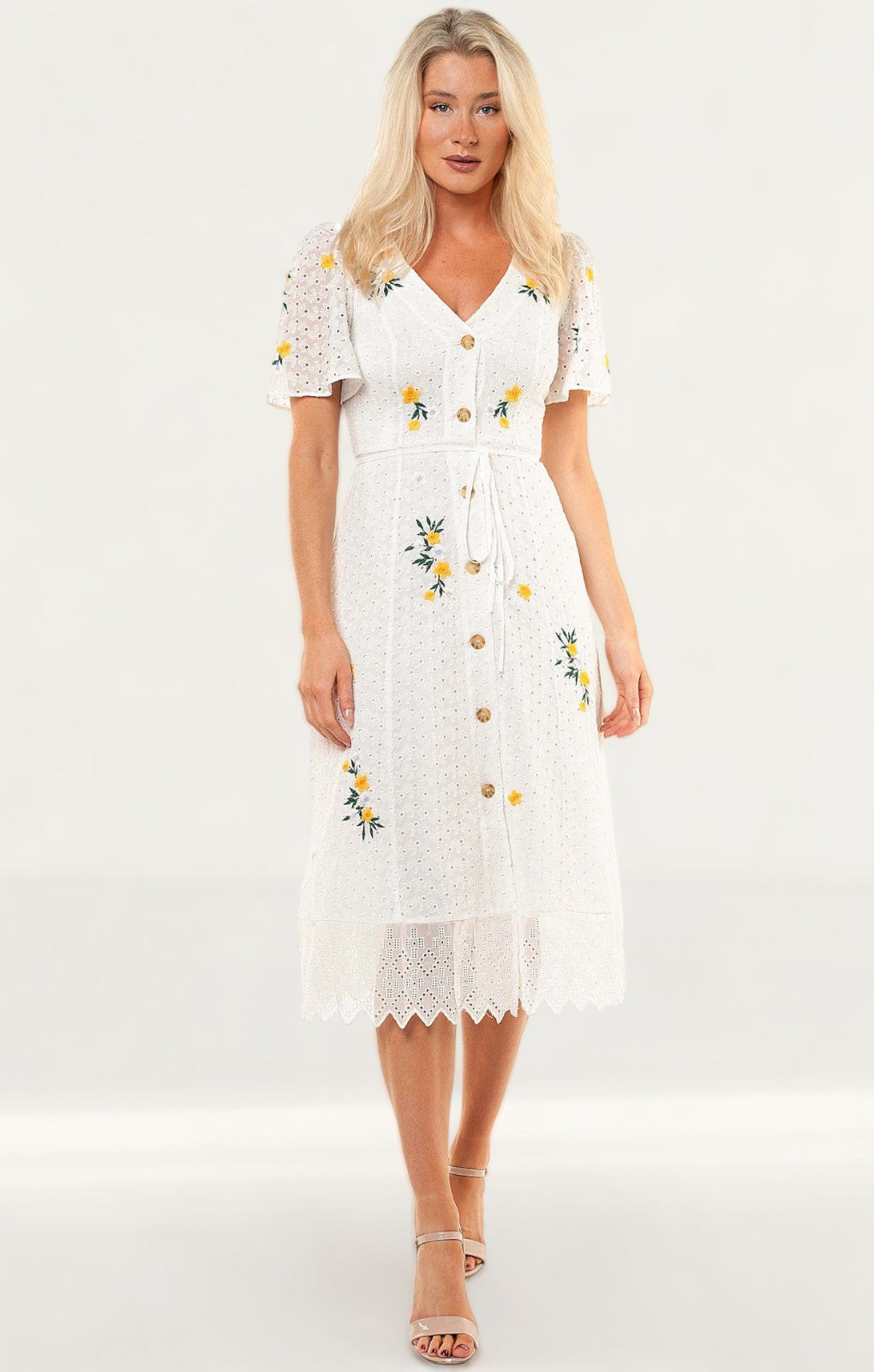 French Connection Summer White Eka Embroidered Dress product image