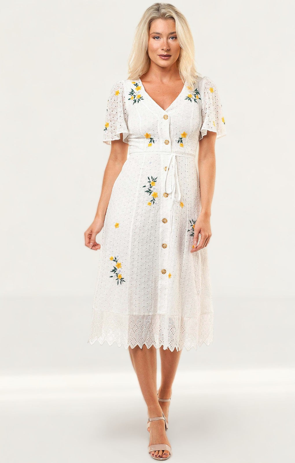 French Connection Summer White Eka Embroidered Dress product image