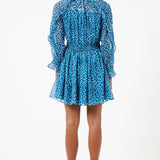 French Connection Hallie Frill Mini Dress in Mosaic Blue product image