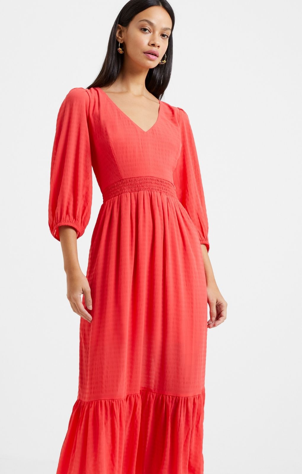 French Connection Cora Tiered Midi Dress in Bittersweet