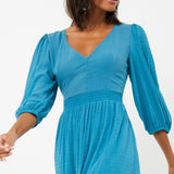 French Connection Cora Tiered Midi Dress in Mosaic Blue product image