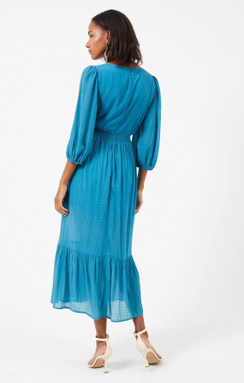 French Connection Cora Tiered Midi Dress in Mosaic Blue product image
