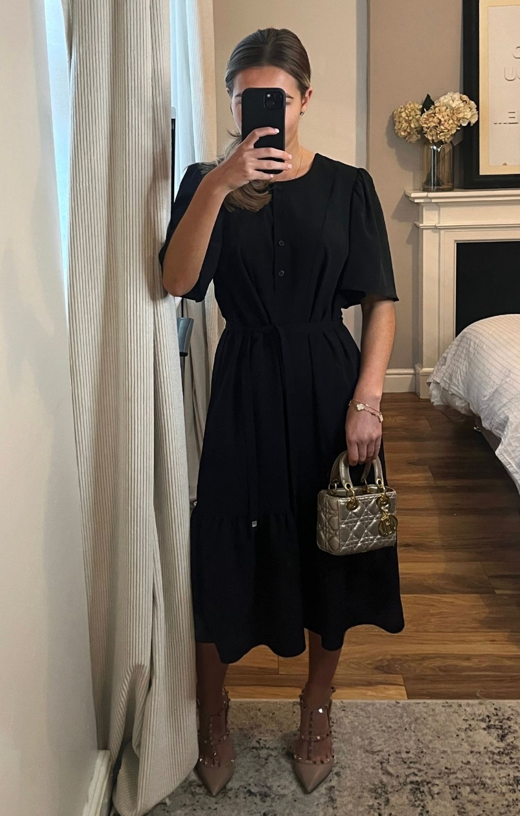 Rent French Connection Courtney Crepe Black Tiered Dress Hirestreet
