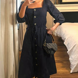French Connection Utility Blue Lavanna Poplin Square-Neck Dress