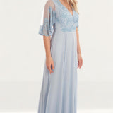 Frock & Frill Baby Blue Sequin Maxi Dress