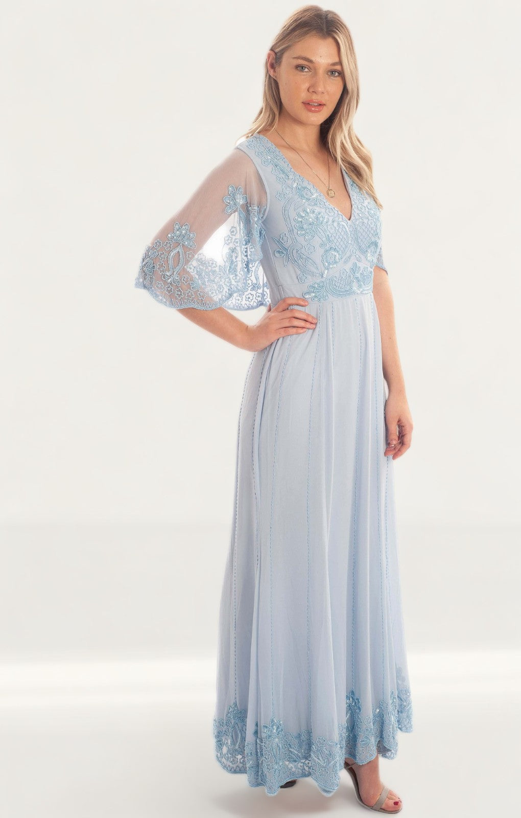 Frock & Frill Baby Blue Sequin Maxi Dress product image