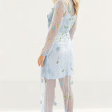 Frock & Frill Blue Embellished Maxi Dress With Sheer Overlay product image