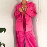 MissPap Fuschia Premium Oversized Satin 3 Piece Co-ord