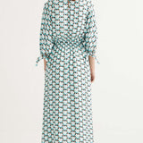 M&S Autograph Geometric V-Neck Midaxi Waisted Dress